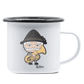 Da Oid Sinzer Musikinstrumente Emaille Tasse 375ml Weiss Schwarz Hochries Front